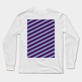 Burnley Claret and Blue Angled Stripes Long Sleeve T-Shirt